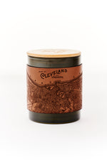 Load image into Gallery viewer, Leather Wrapped Soy Candle // Grapefruit &amp; Piñon
