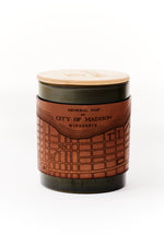 Load image into Gallery viewer, Leather Wrapped Soy Candle // Grapefruit &amp; Piñon
