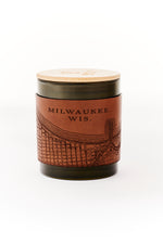 Load image into Gallery viewer, Leather Wrapped Soy Candle // Grapefruit &amp; Piñon
